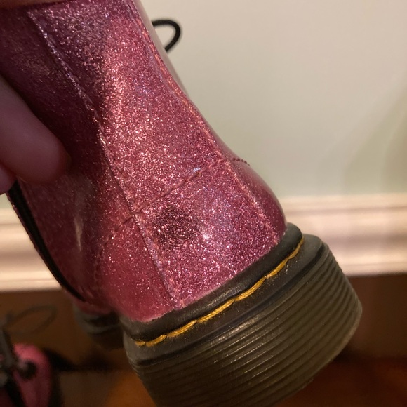 Pink Glitter Lace Up Doc Martens Toddler Boots Size 8 Great Condition - Picture 5 of 9